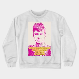 Nelly Bly Quote Pink Ink Illustration of Girl Boss and Women's History Activist in Minimalist Style Crewneck Sweatshirt